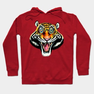 Mad Cat | Tiger Acid Design | Psychedelic Tiger | LSD Tiger Eyes | Tiger Tripping | Mad Cat Club | Angry Kitty | Raging Tiger | Logo Art & Design By Tyler Tilley (tiger picasso) Hoodie